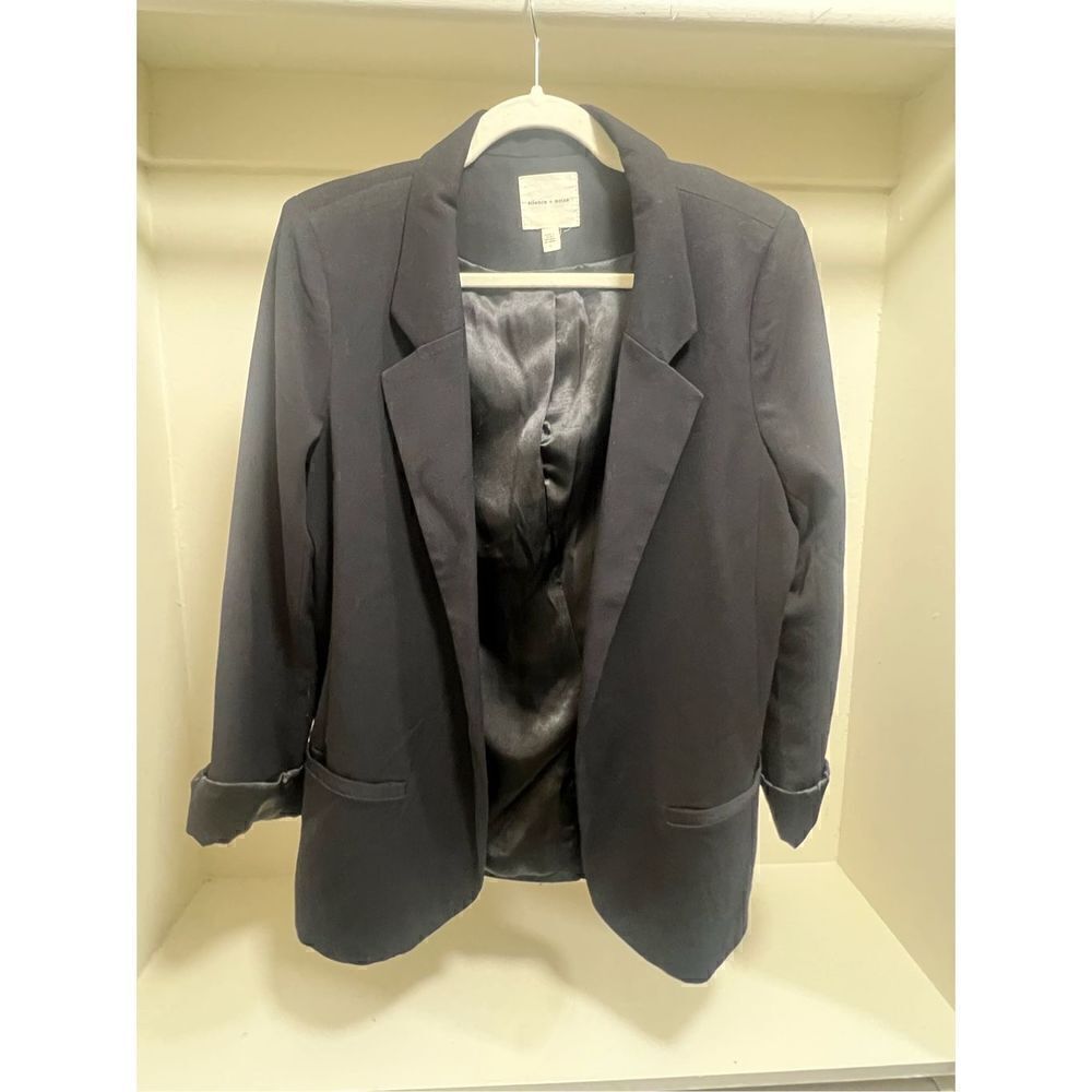 NORDSTROM Silence + Noise Black Blazer with Satin Detail Size Large